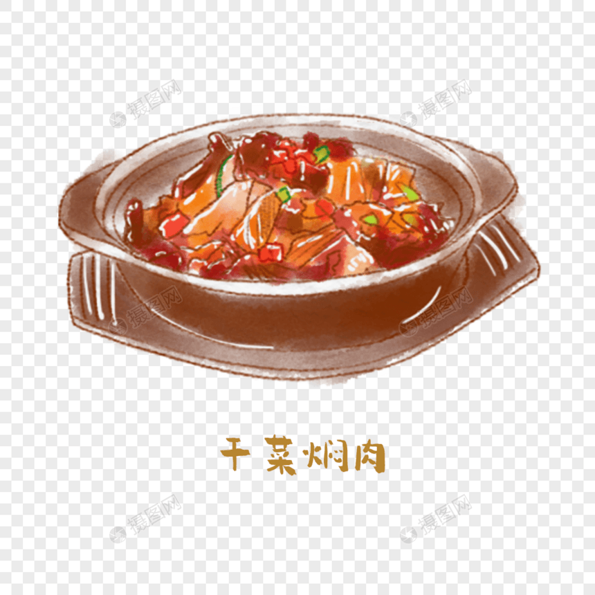 干菜焖浙菜手绘美食图片