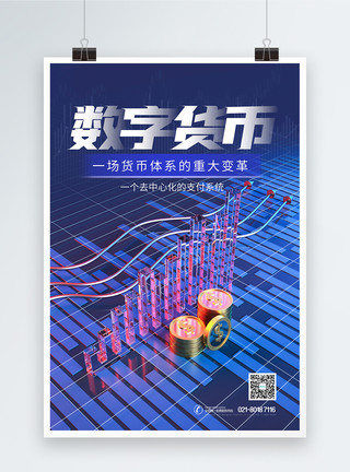 中国金融数字货币金融海报模板