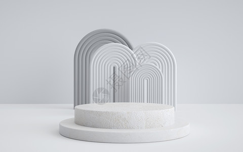 白色蛋糕白色几何展台背景设计图片