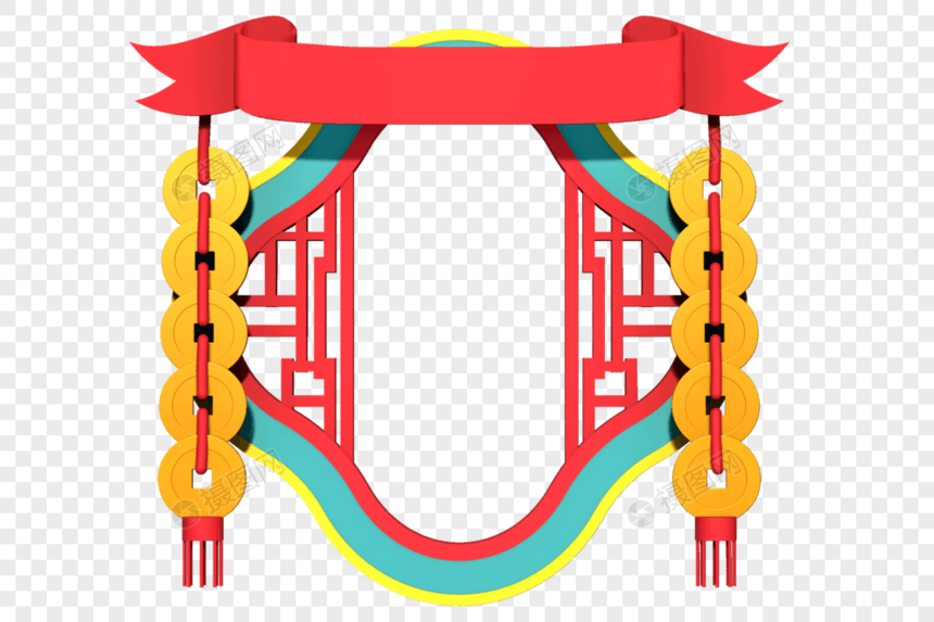国潮中国风边框3D模型图片