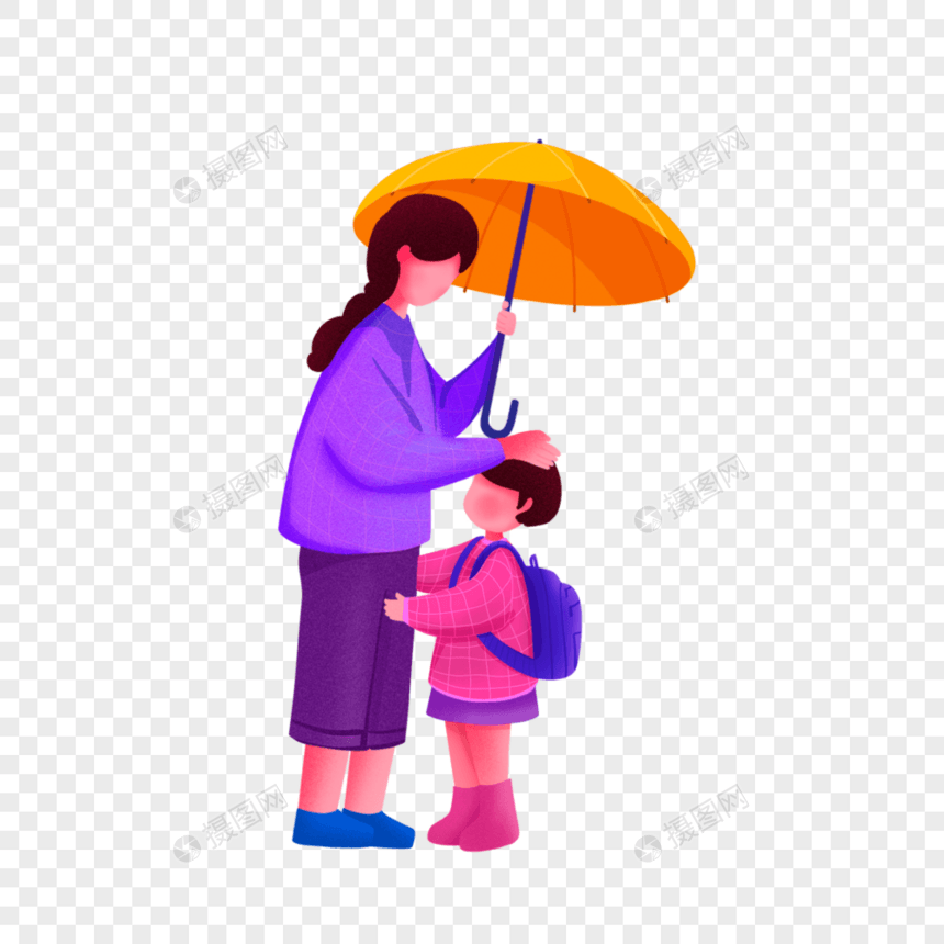 帮孩子打伞的母亲图片