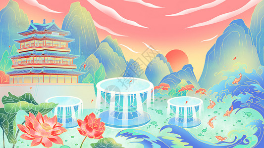 二十四节气立夏中国风插画图片