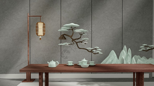 中式茶壶C4D中式家居设计图片