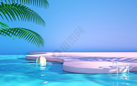 皮带叶清凉夏天泳池设计图片