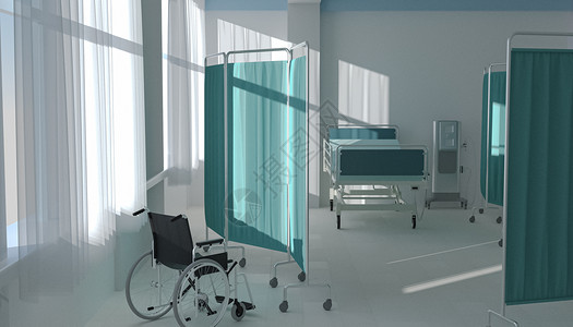 医疗轮椅C4D医院病房设计图片