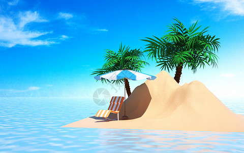 沙滩岛屿清凉夏天背景设计图片