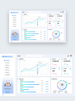 折线图表UI设计web界面端数据可视化医疗后台网页模板