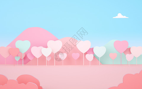 卡通心脏粉色520爱心背景设计图片
