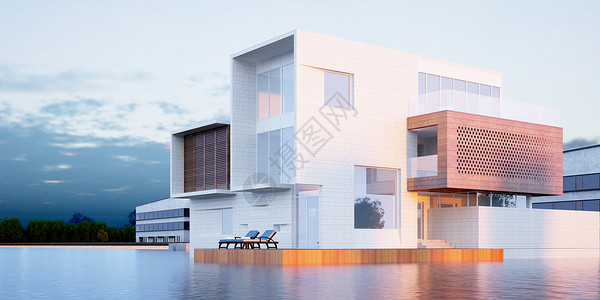 奢侈酒店3D现代豪华建筑设计图片