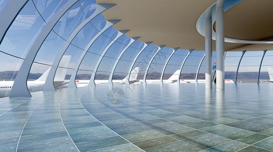 飞机几何线条机场大厅建筑空间设计图片