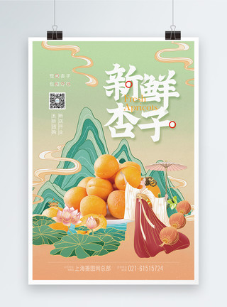 新鲜杏子促销海报模板
