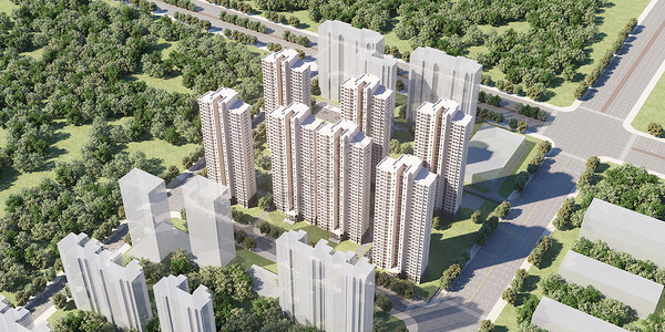 中央城市房地产开发鸟瞰模型设计图片