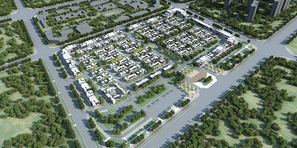 国土空间规划房地产开发鸟瞰模型设计图片