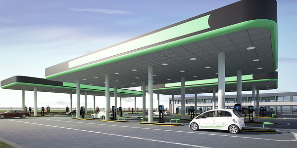 藤椒油新能源汽车充电站场景设计图片