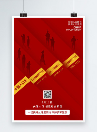 创意红色中国人口日海报模板