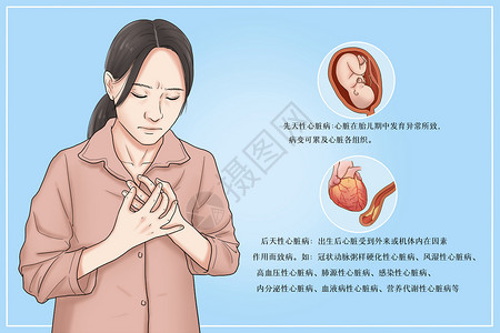 心脏病病因医疗插画图片