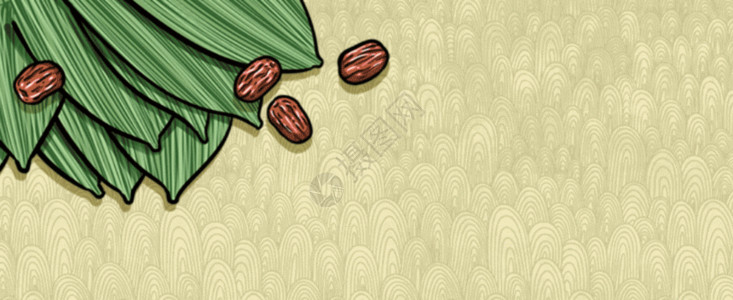 暑期植物横板端午国潮包粽子插画GIF高清图片