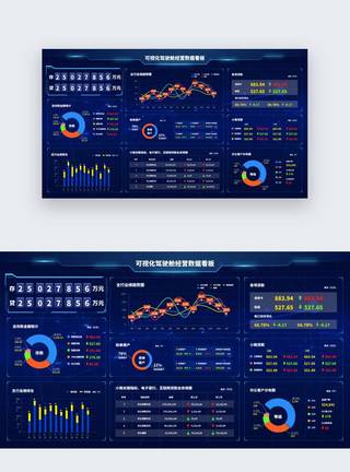 废墟整理可视化驾驶舱数据看板金融银行后台大数据大屏设计模板