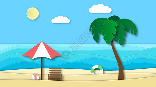 夏天海滩椰子树C4D夏日场景设计图片