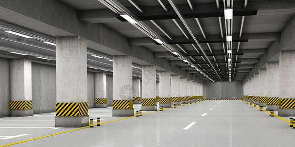 地下车库入口3D停车场场景设计图片