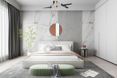 床头装饰画北欧现代卧室设计设计图片