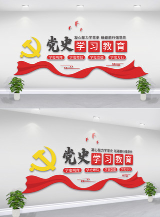 党史教育学习党史学习教育文化墙模板