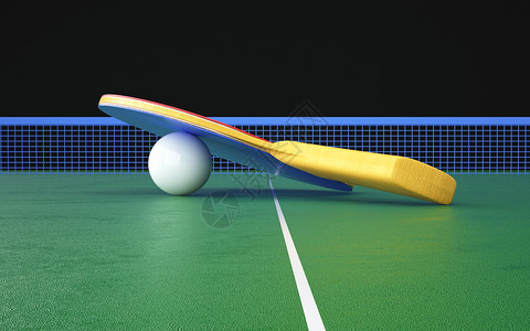 乒乓球拍子3D运动场景设计图片