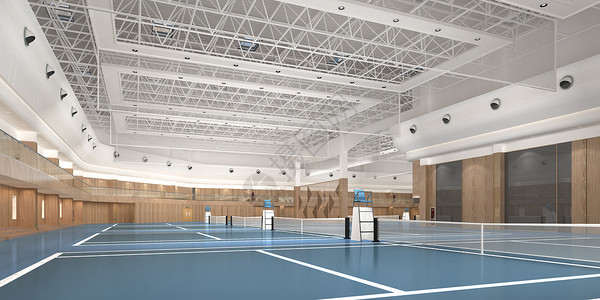 室内网球3D网球场场景设计图片