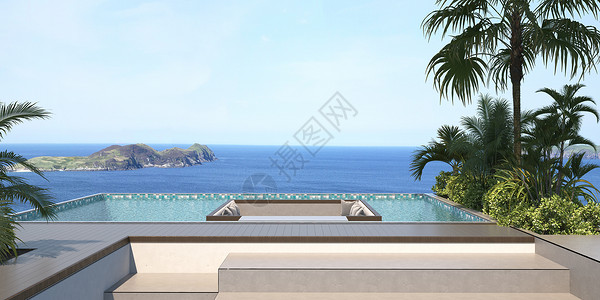 海景酒店房间3D海景房场景设计图片