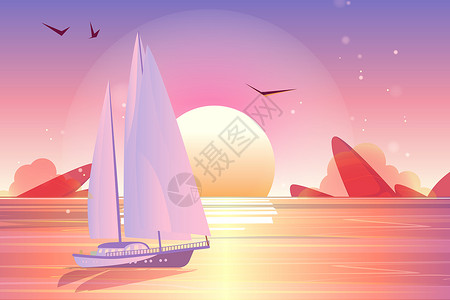 世界航海日帆船矢量插画背景图片