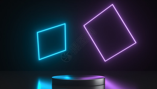 3D霓虹科技展台背景背景图片