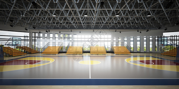 打篮球比赛3D篮球场场景设计图片