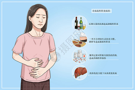 非病毒性肝炎病因医疗插画图片