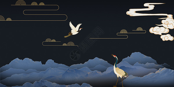 色季拉山国潮中国风背景设计图片