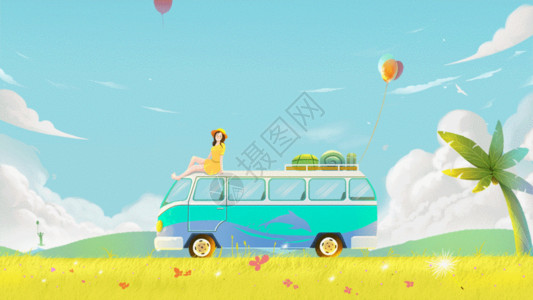 放风筝壁纸夏季旅行GIF高清图片