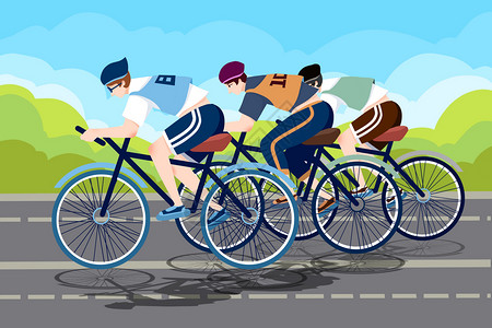 赛车自行车自行车赛体育竞技插画
