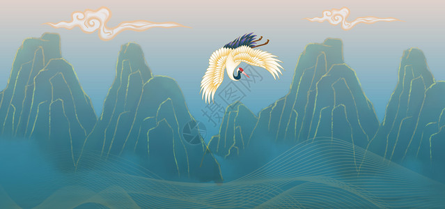 海洋鹰白色国潮背景设计图片