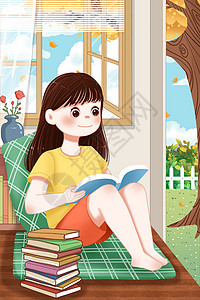 看书的女孩背景图片