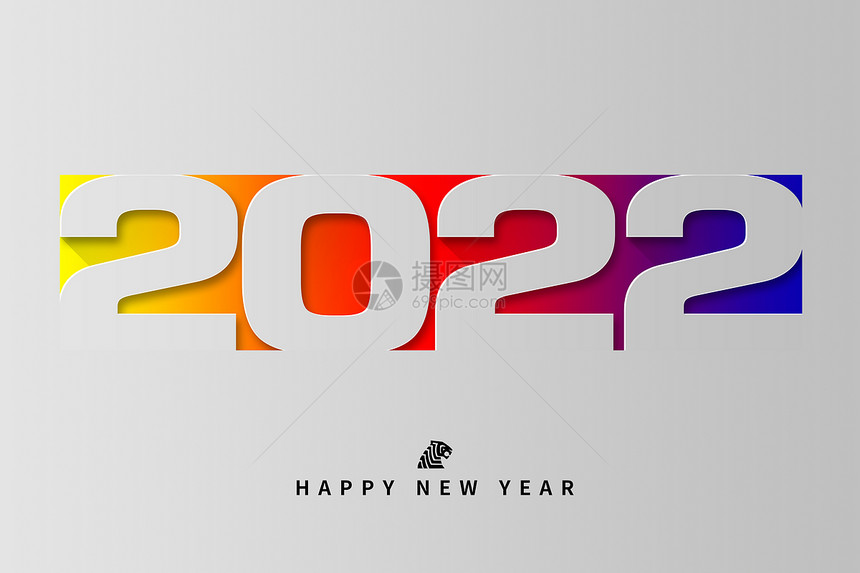 2022虎年新年创意字体插画图片