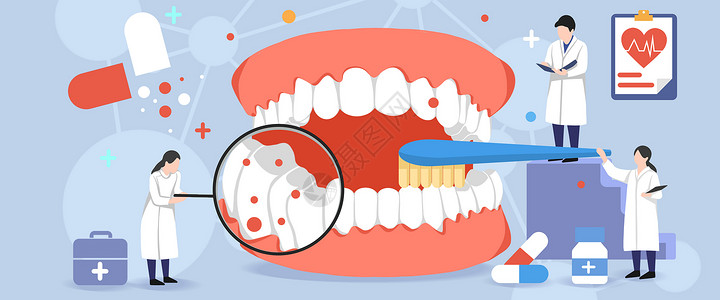 医疗插画牙龈护理背景图片