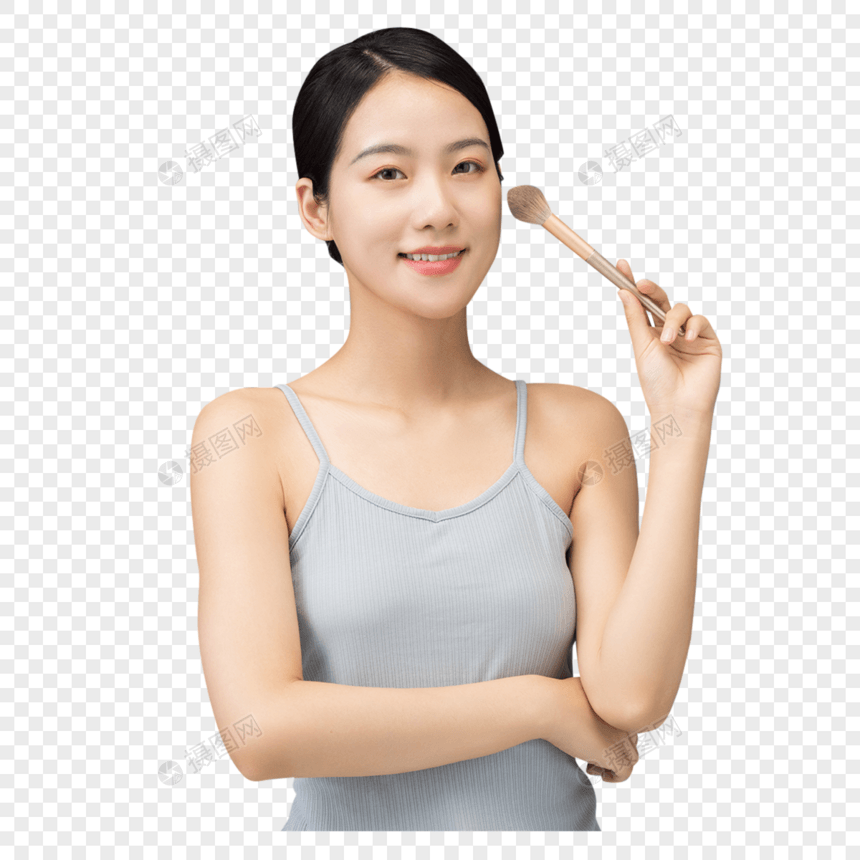 护肤美妆美女使用化妆刷化妆图片