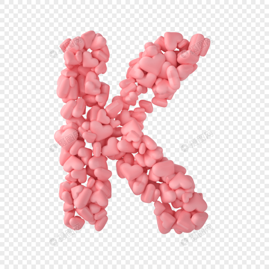 七夕节创意心形字母K图片