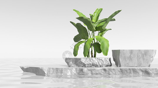俯瞰河水清新植物展台设计图片