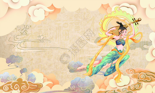 中国传统花纹敦煌风背景设计图片