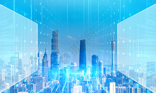 蓝色科技城市背景图片