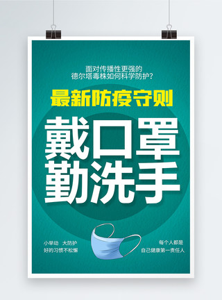 疫情隔离最新防疫守则系列海报3模板