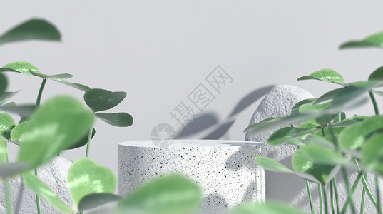 禅意素材背景清新植物展台设计图片