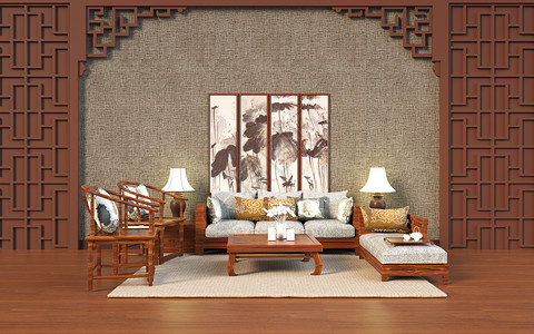 新中式家居背景图片