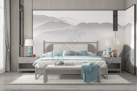 中式床头柜新中式家居设计设计图片