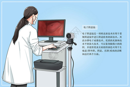 电子健康档案电子阴道镜检查医疗插画插画